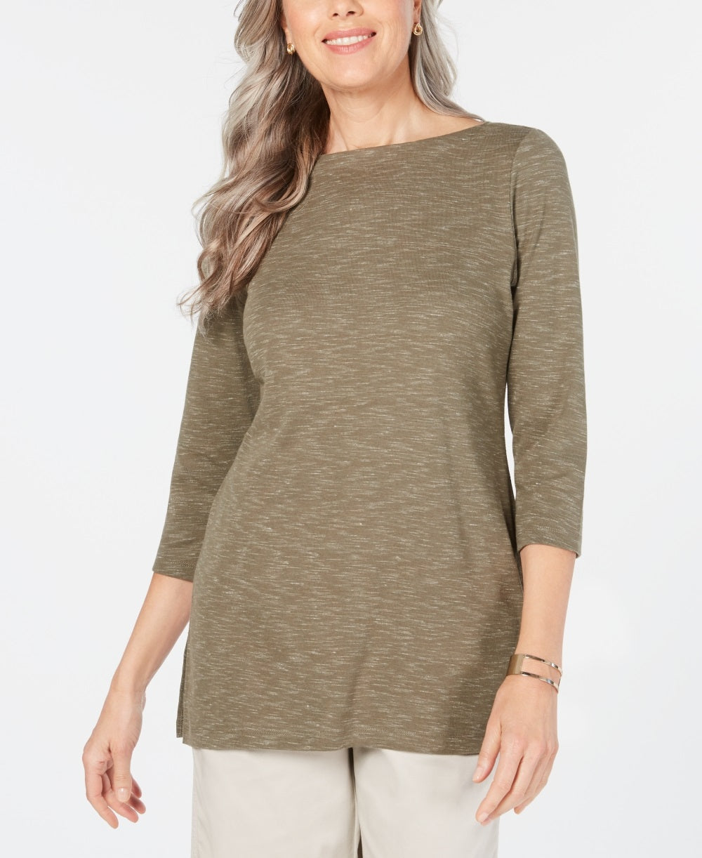 Karen Scott Blusa Feminina Gola Alta Tingida Verde Tamanho Médio