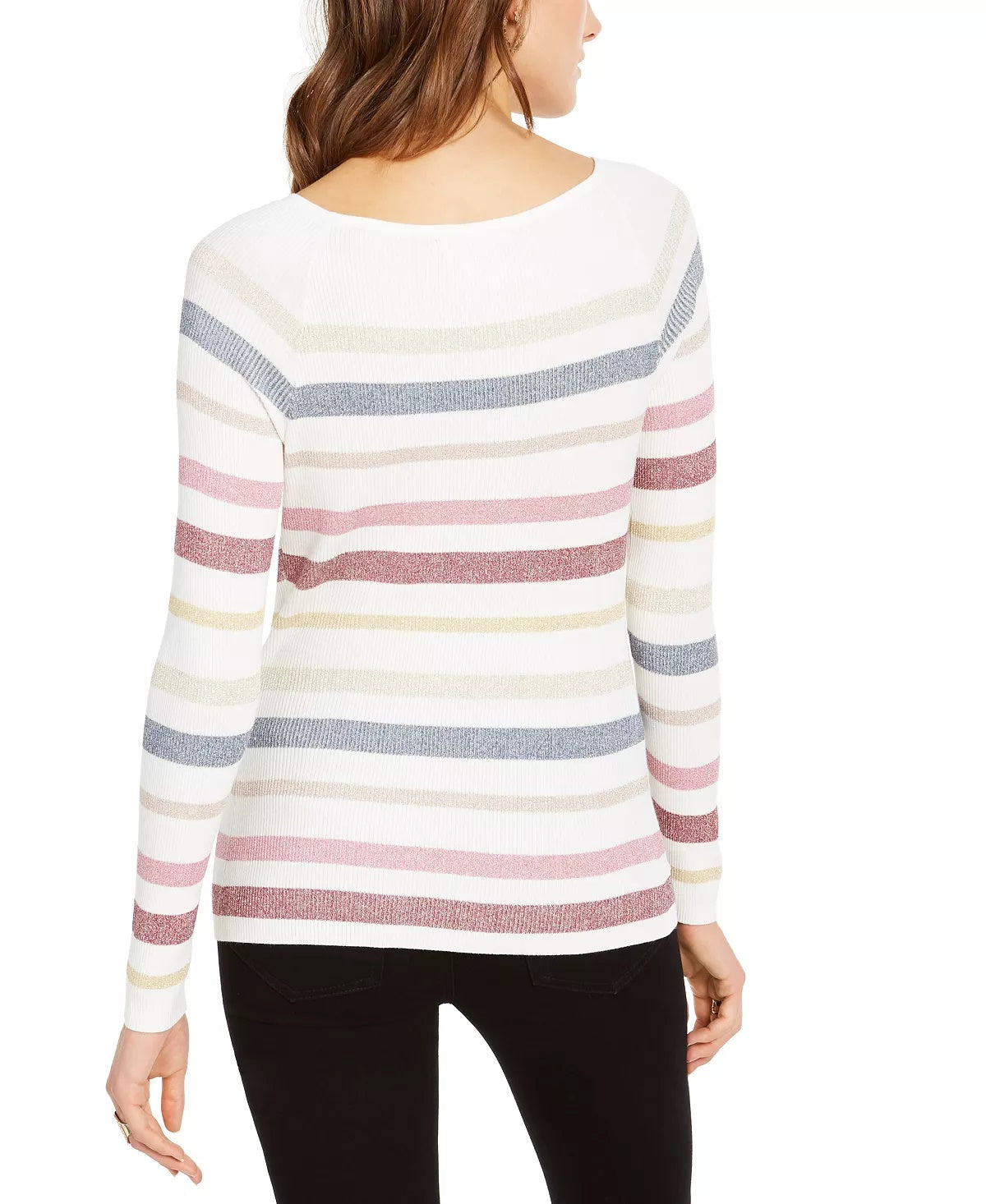 Suéter listrado feminino INC International Concepts, tamanho X-Large, branco