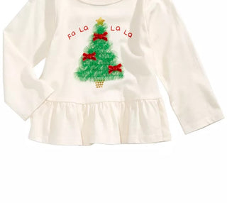 Camiseta Peplum com Estampa de Árvore de Tule para Bebê Menina First Impressions, Branca, Tamanho 12 MO
