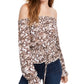 Blusa ombro a ombro franzida Ultra Flirt Junior, marrom, tamanho extragrande