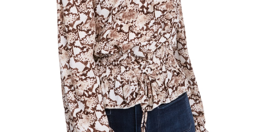 Blusa ombro a ombro franzida Ultra Flirt Junior, marrom, tamanho extragrande