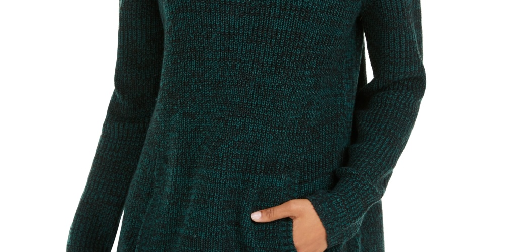 Suéter de malha com gola envelope e bolso canguru feminino Style &amp; Co, verde, tamanho X-S
