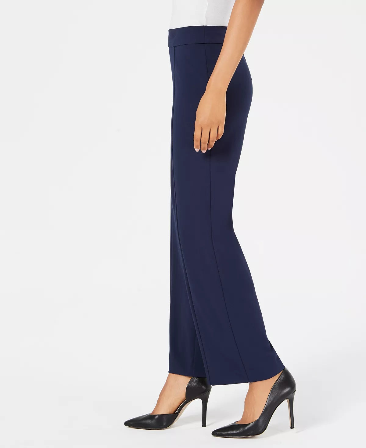 Calça feminina de perna larga JM Collection, azul, tamanho pequeno P