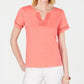 Blusa feminina Charter Club de algodão com decote aberto, rosa, tamanho X-S