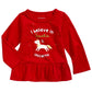 Camiseta infantil First Impressions com estampa de unicórnio e peplum de algodão, tamanho 6 a 9 meses, vermelha, 3 a 6 meses