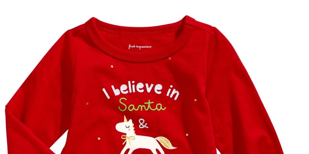 Camiseta infantil First Impressions com estampa de unicórnio e peplum de algodão, tamanho 6 a 9 meses, vermelha, 3 a 6 meses