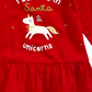 Camiseta infantil First Impressions com estampa de unicórnio e peplum de algodão, tamanho 6 a 9 meses, vermelha, 3 a 6 meses