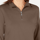 Karen Scott Blusa feminina de algodão com meio zíper e gola alta, marrom, tamanho médio