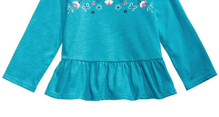 Túnica de algodão com estampa floral e peplum First Impressions para bebês meninas, tamanho Pure Aqua, 12 meses