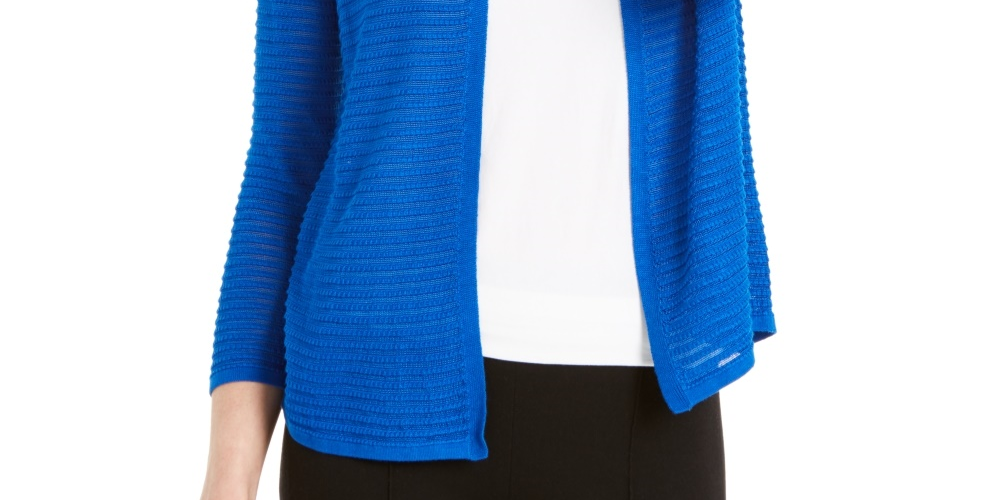 Cardigan texturizado com nervuras otomanas Alfani feminino, azul, tamanho XX-G