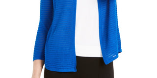 Cardigan texturizado com nervuras otomanas Alfani feminino, azul, tamanho XX-G