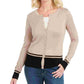 Karen Scott Cardigan Feminino Petite Colorblocked-Hem Bege Tamanho PL