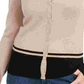 Karen Scott Cardigan Feminino Petite Colorblocked-Hem Bege Tamanho PL