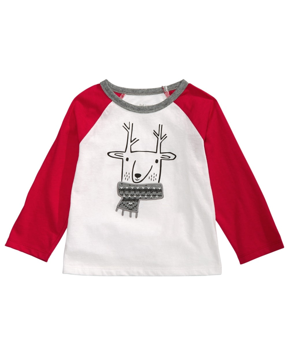 Camiseta estampada de rena First Impressions para bebê menino, branca, tamanho 6-9 meses