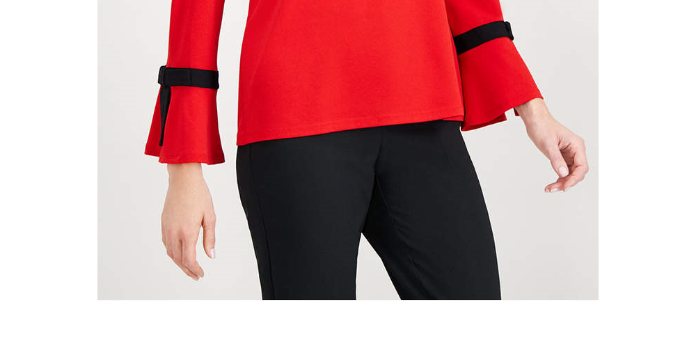 Top de crepe feminino Charter Club com detalhe de gravata, vermelho, tamanho pequeno e pequeno