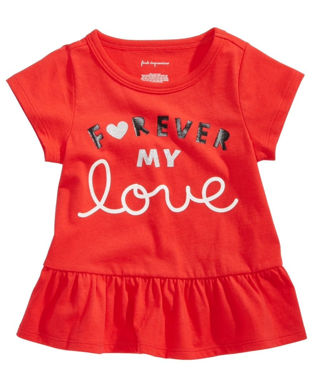 Camiseta de algodão estampada Forever para bebês First Impressions, tamanho médio, vermelha, 18 meses