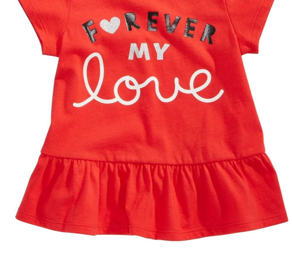 Camiseta de algodão estampada Forever para bebês First Impressions, tamanho médio, vermelha, 18 meses