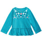 Túnica infantil First Impressions Baby Girl de algodão com estampa floral e bainha peplum, azul, tamanho 6-9 meses