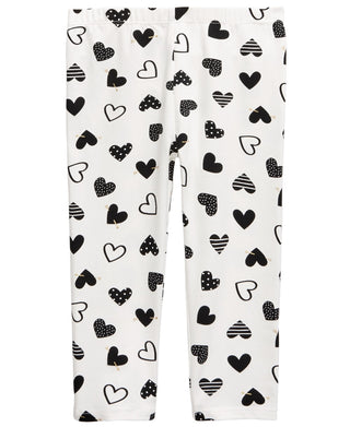 Legging infantil First Impressions para meninas, cor de coração, branca, tamanho 18