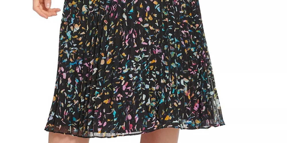 Saia de malha multicolorida feminina DKNY, preta, tamanho grande