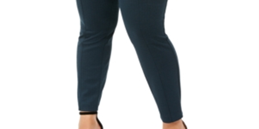 Calça skinny feminina Anne Klein azul-petróleo espinha de peixe para usar no trabalho, tamanho 1X