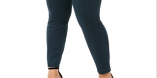 Calça skinny feminina Anne Klein azul-petróleo espinha de peixe para usar no trabalho, tamanho 1X