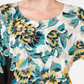 JM Collection Top feminino estampado com manga dolman e detalhes pequenos, preto, tamanho pequeno