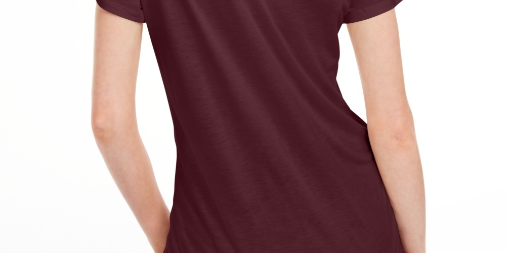 Camiseta feminina lisa com amarração nas costas Maison Jules, vinho, tamanho XX-G