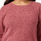 Camiseta feminina Karen Scott com gola redonda e manga comprida mesclada, tamanho pequeno, vermelha