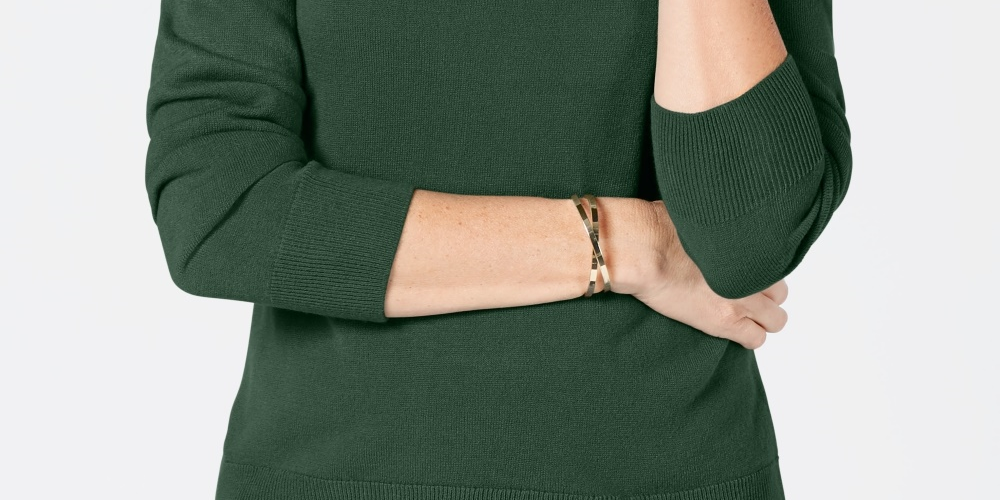 Karen Scott Suéter Feminino Petite Luxsoft Gola Alta Verde Tamanho PS