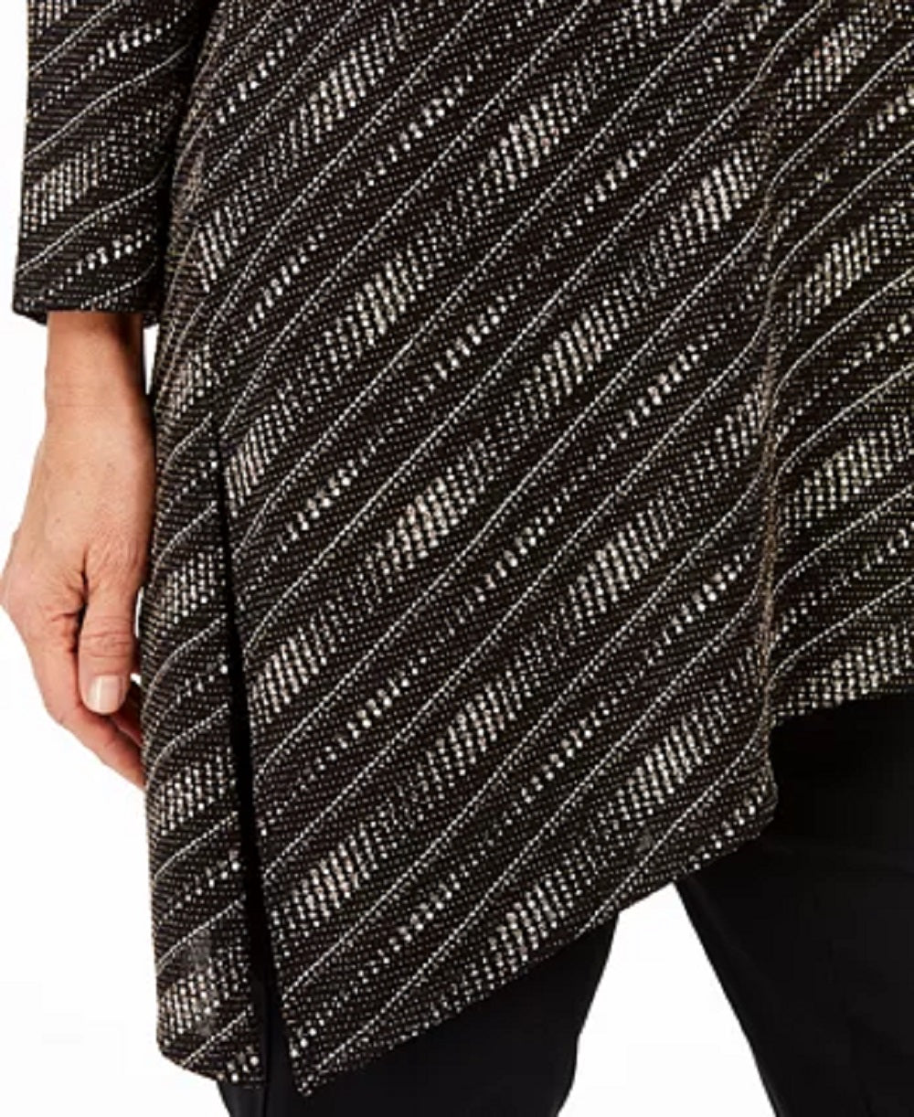 JM Collection Top assimétrico metálico pequeno feminino, preto, tamanho pequeno