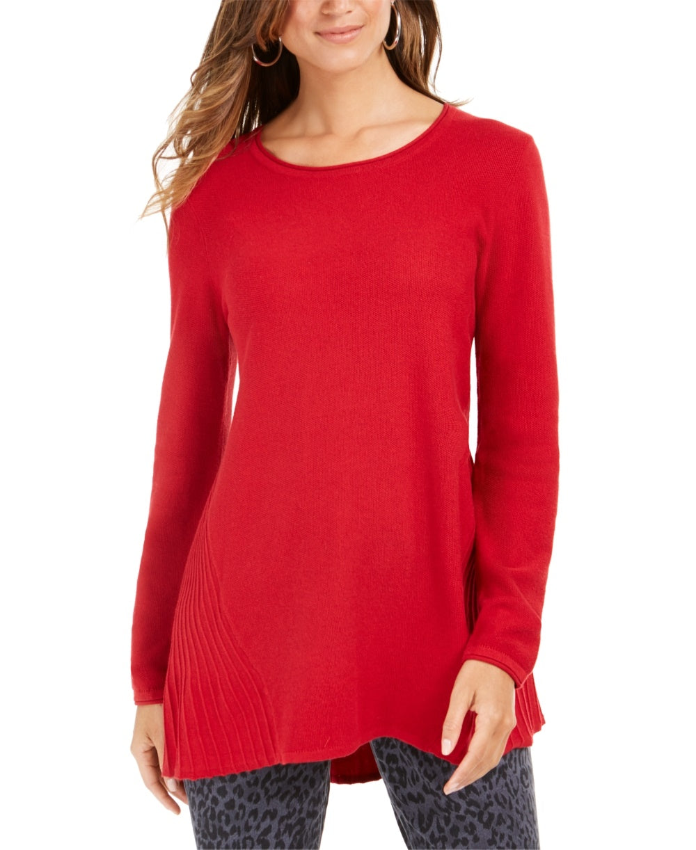 Suéter túnica feminino estilo &amp; co, alto e baixo, vermelho, tamanho grande