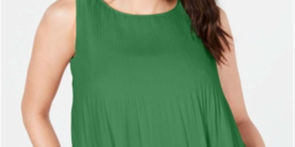 Blusa plissada feminina Alfani, verde, tamanho M