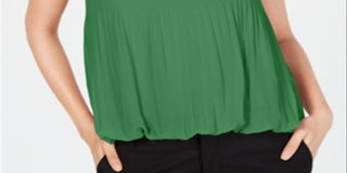 Blusa plissada feminina Alfani, verde, tamanho M
