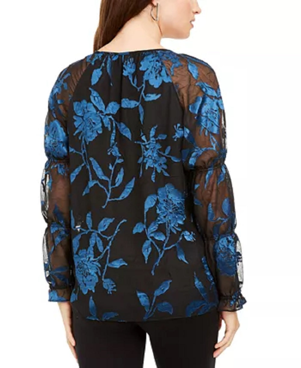 Blusa Alfani Feminina Velvet Burnout com Manga Transparente Verde Tamanho P