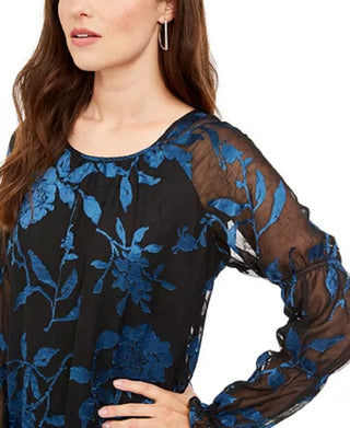 Blusa Alfani Feminina Velvet Burnout com Manga Transparente Verde Tamanho P