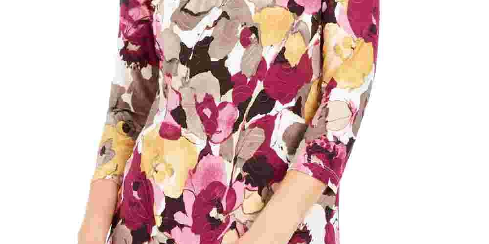 JM Collection Top Feminino Estampado em Jacquard, Branco, Tamanho Pequeno