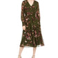 Vestido feminino Taylor com estampa floral e decote em V, verde, tamanho 12