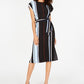 Vestido midi listrado com cinto Alfani feminino, preto, tamanho 8, pequeno