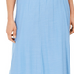 Saia longa feminina de gaze amassada JM Collection, azul, tamanho médio