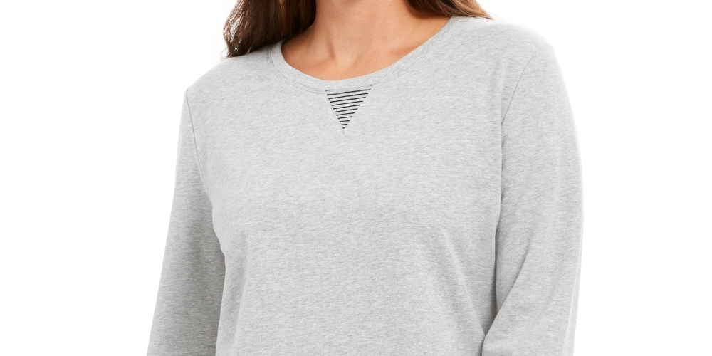 Karen Scott Top feminino pequeno com listras cinza PS