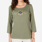 Blusa feminina Karen Scott de algodão com glitter e estampa floral, verde, tamanho XX-G