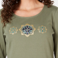 Blusa feminina Karen Scott de algodão com glitter e estampa floral, verde, tamanho XX-G