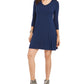 Vestido curto estilo swing feminino azul PM
