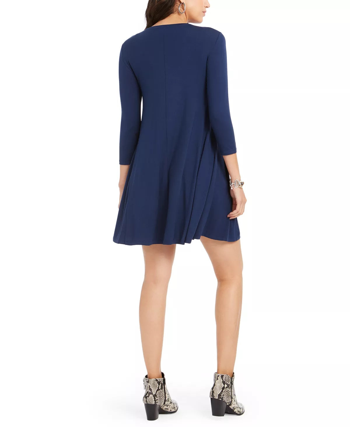 Vestido curto estilo swing feminino azul PM