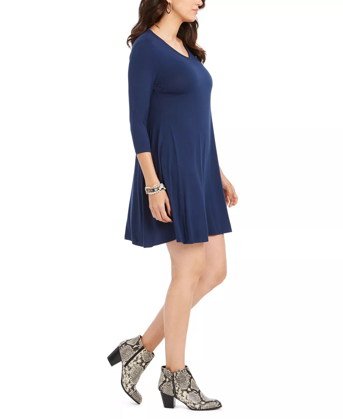 Vestido curto estilo swing feminino azul PM