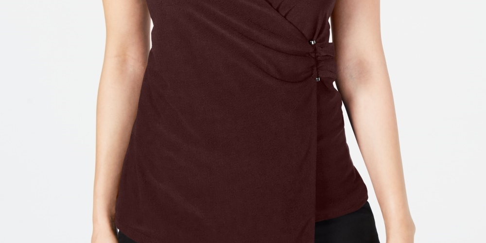 Blusa assimétrica feminina Alfani marrom tamanho X-G