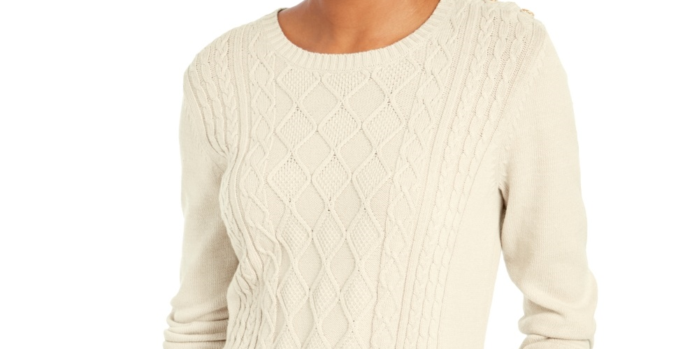 Suéter feminino Charter Club Cable, branco, tamanho XX-G