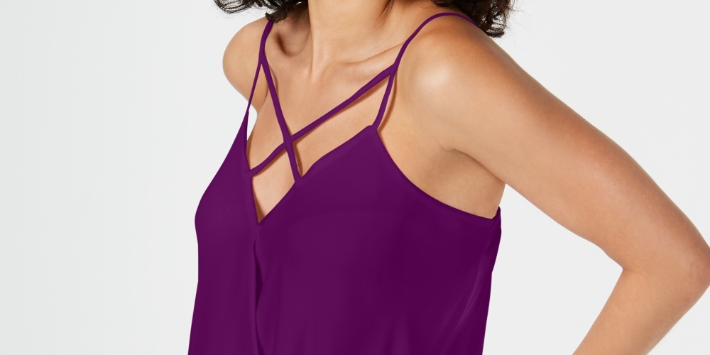 Thalia Sodi Regata Feminina com Tiras e Acabamento Roxo Tamanho Médio