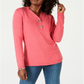 Karen Scott Suéter Henley Feminino de Algodão Rosa Tamanho Pequeno G